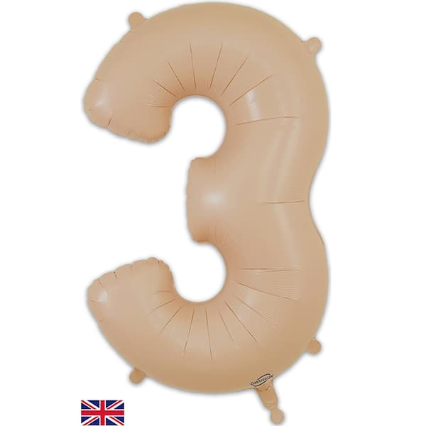 34" Oaktree Matte Nude Number 3 Shape Balloons