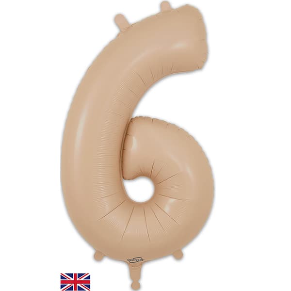 34" Oaktree Matte Nude Number 6 Shape Balloons