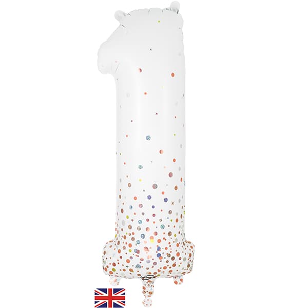 (image for) Rose Gold Sparkling Fizz Number 1 Shape Balloons