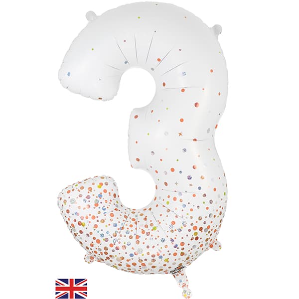 Rose Gold Sparkling Fizz Number 3 Shape Balloons