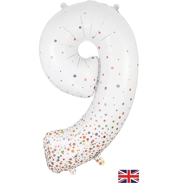 Rose Gold Sparkling Fizz Number 9 Shape Balloons