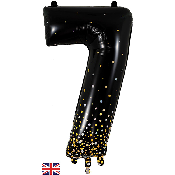 34" Black & Gold Sparkling Fizz Number 7 Shape Balloons