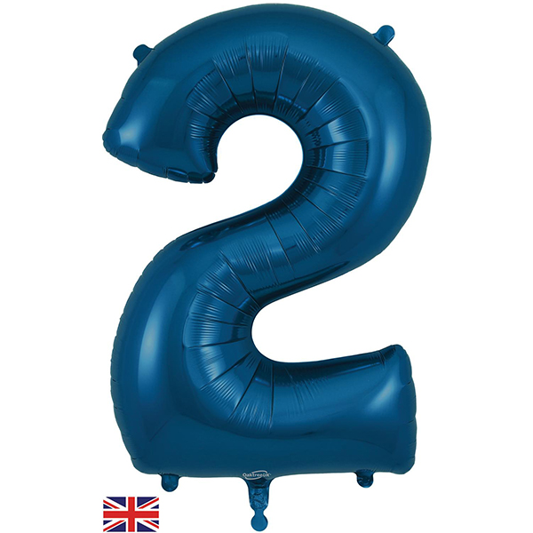 34" Oaktree Navy Number 2 Shape Balloons