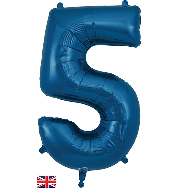 34" Oaktree Navy Number 5 Shape Balloons
