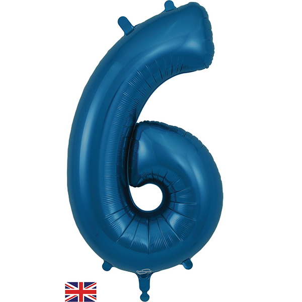 34" Oaktree Navy Number 6 Shape Balloons