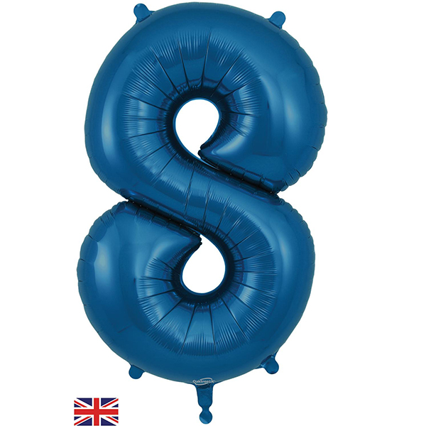 34" Oaktree Navy Number 8 Shape Balloons