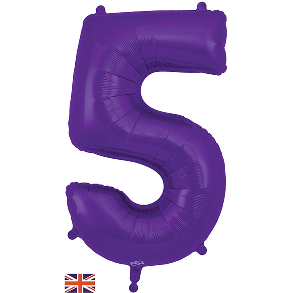 34" Oaktree Purple Number 5 Shape Balloons