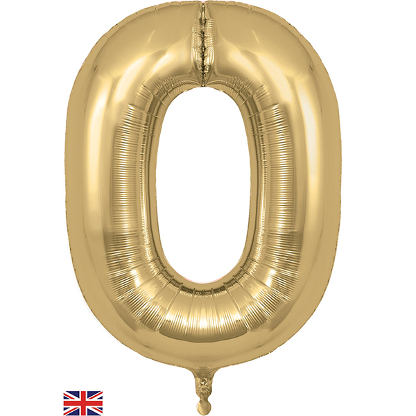 Oaktree 34" Gold Silk Number 0 Shape Balloons