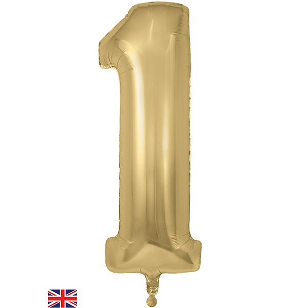 Oaktree 34" Gold Silk Number 1 Shape Balloons