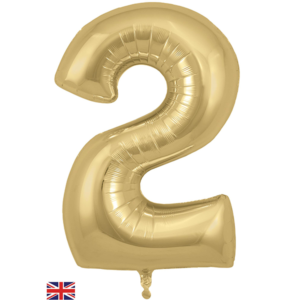 Oaktree 34" Gold Silk Number 2 Shape Balloons