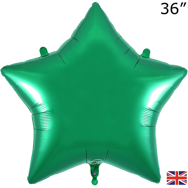 36" Green Star Packaged Foil Balloons