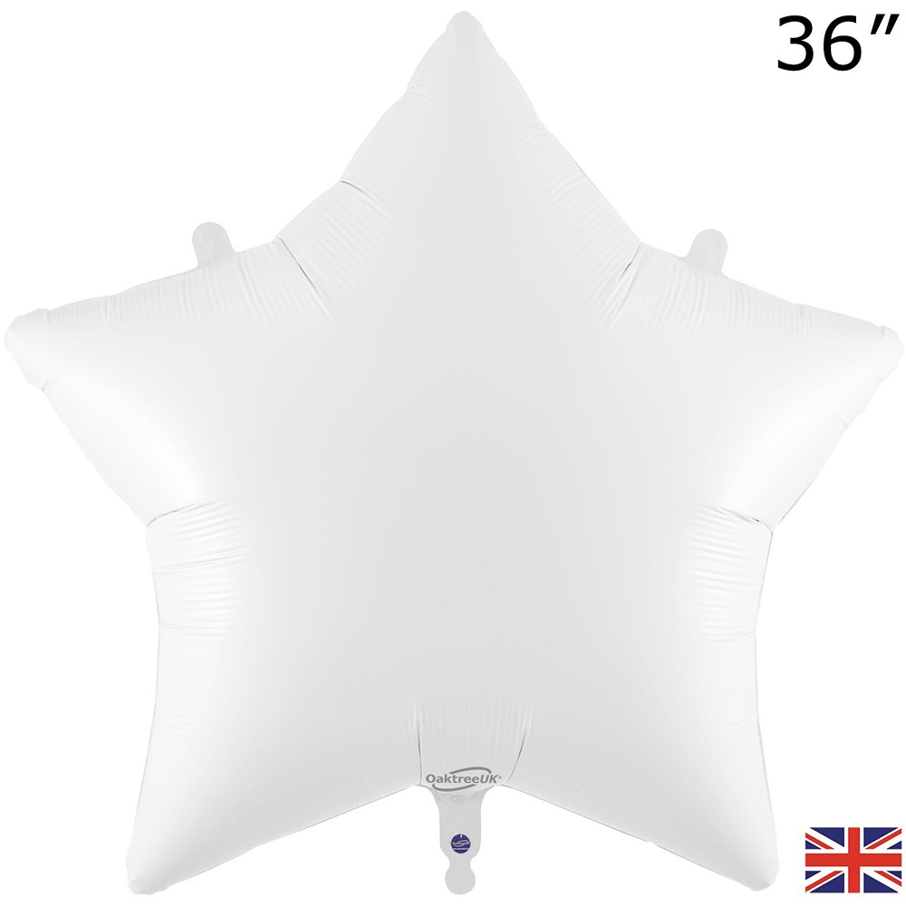 36" White Star Foil Balloons Packaged