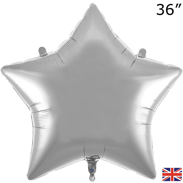 36" Silver Star Foil Balloons Packaged