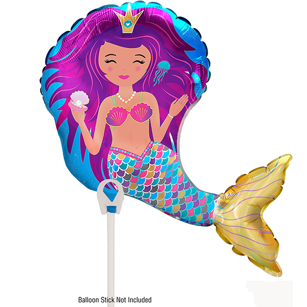(image for) 16" Iridescent Mermaid Mini Shape Air Filled Balloons