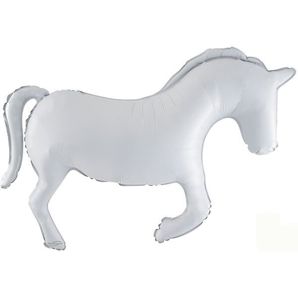 35" White Solid Colour Horse Shape Balloon