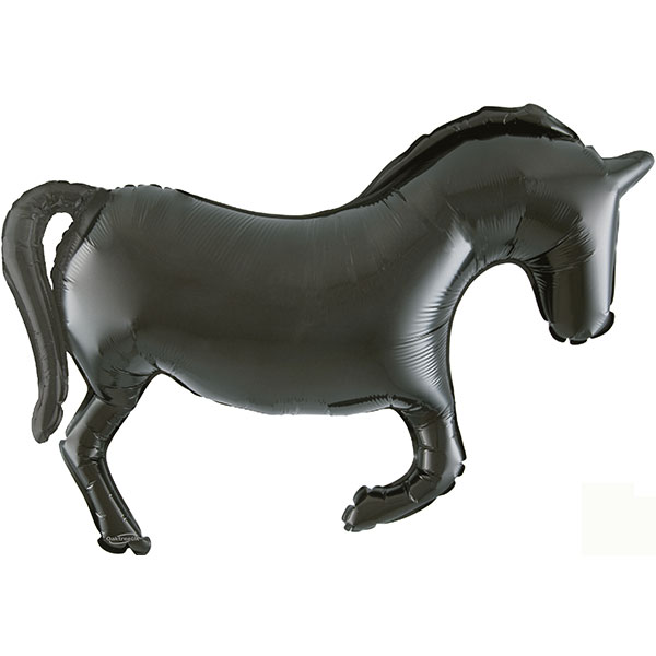 35" Black Solid Colour Horse Shape Balloon
