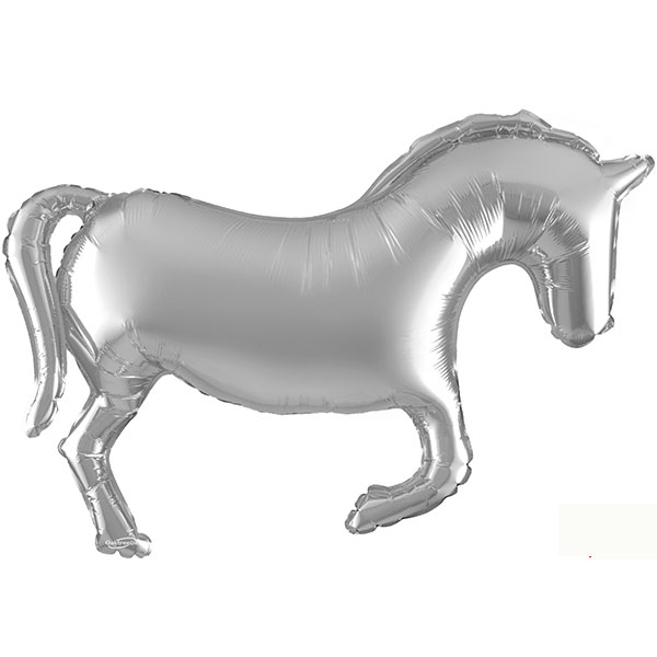 35" Silver Solid Colour Horse Shape Balloon