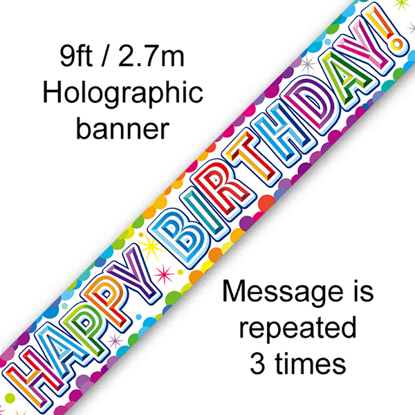 (image for) 9ft Colourful Confetti Metallic Birthday Banner