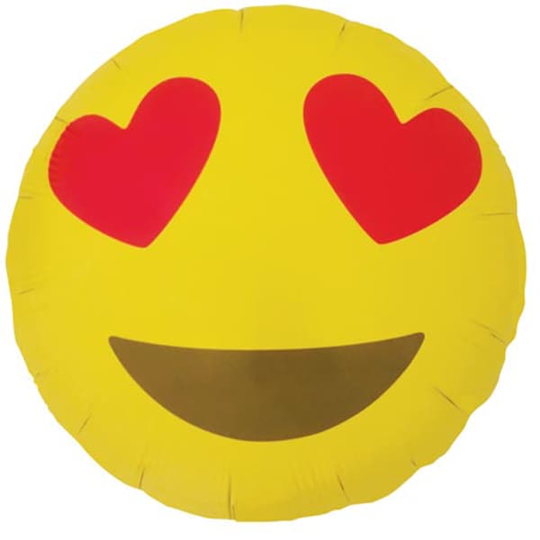 18" Emoticon Heart Eyes Foil Balloons
