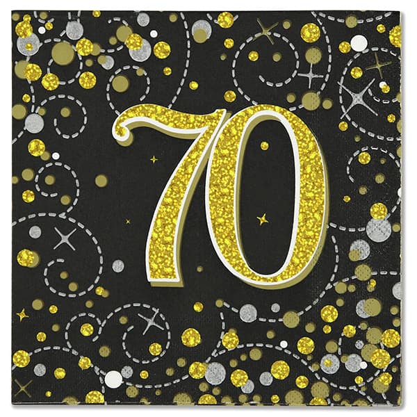 (image for) Black Sparkling Fizz 70th Lunch Napkins 16pk