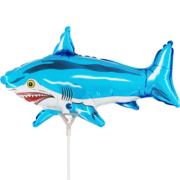 14" Blue Shark Air Fill Foil Balloons