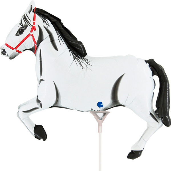 14" White Horse Air Fill Mini Shape Balloons