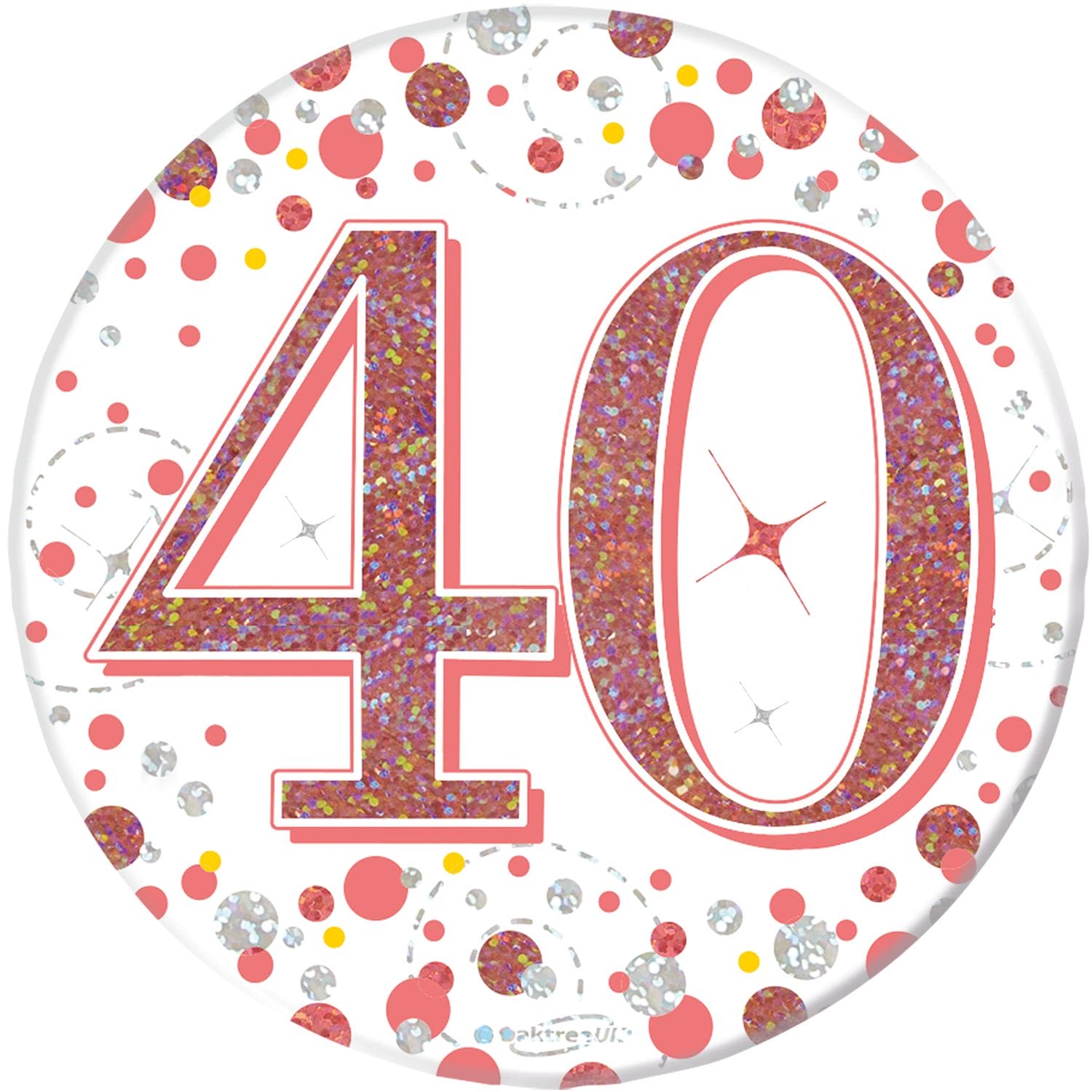 40th Birthday Sparkling Fizz Rose Gold Holographic Badge