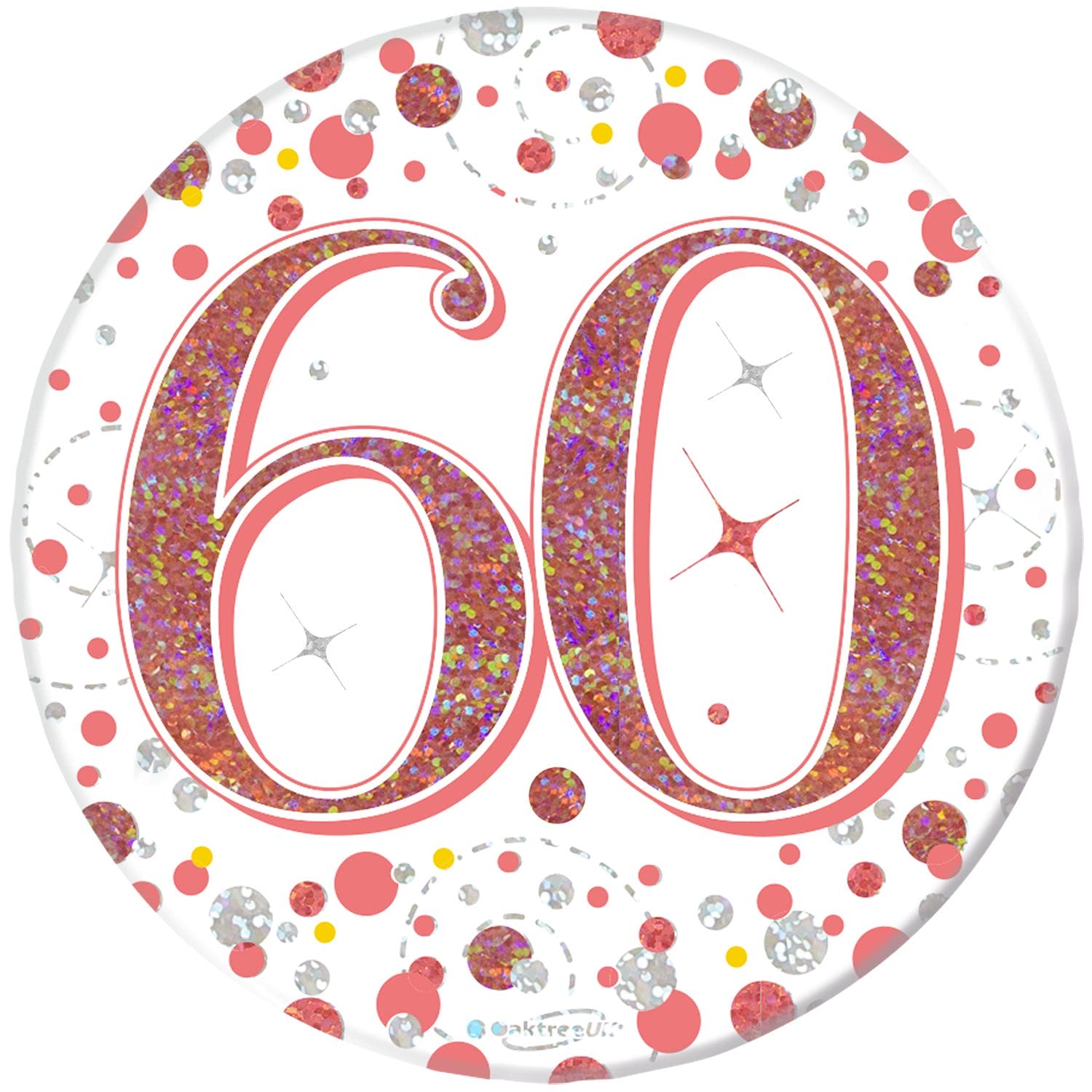 (image for) 60th Birthday Sparkling Fizz Rose Gold Holographic Badge