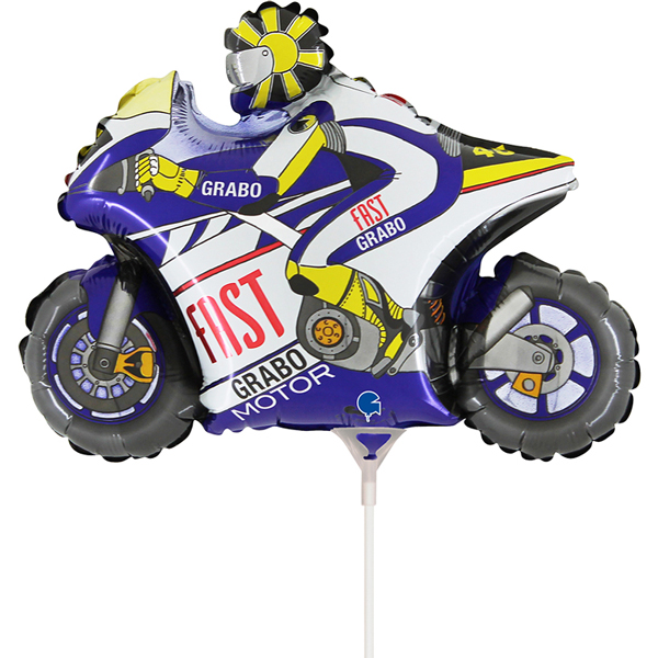 14" Blue Moto GP Air Fill Foil Balloons