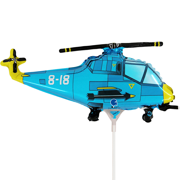 14" Blue Helicopter Air Fill Foil Balloons