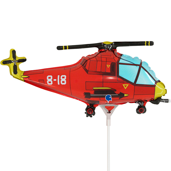14" Red Helicopter Air Fill Foil Balloons
