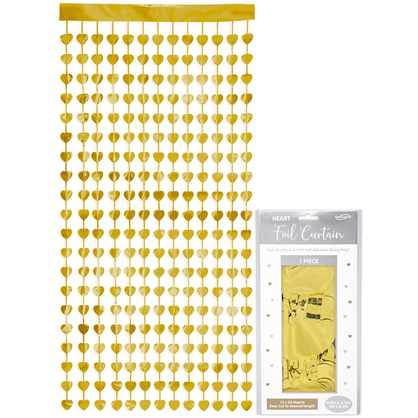 Metallic Gold Heart Foil Door Curtains