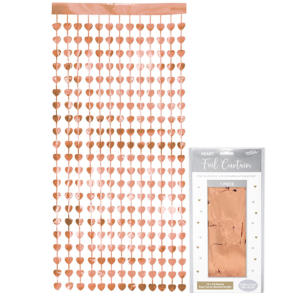 Metallic Rose Gold Heart Foil Door Curtains