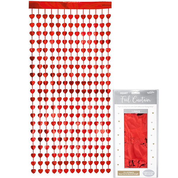 Metallic Red Heart Foil Door Curtains