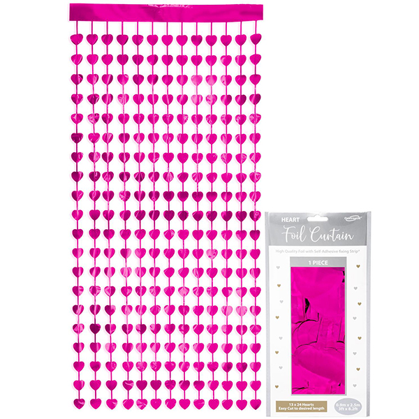 Metallic Fuchsia Heart Foil Door Curtains