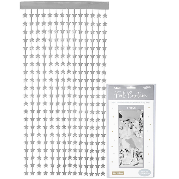 Metallic Silver Star Foil Door Curtains