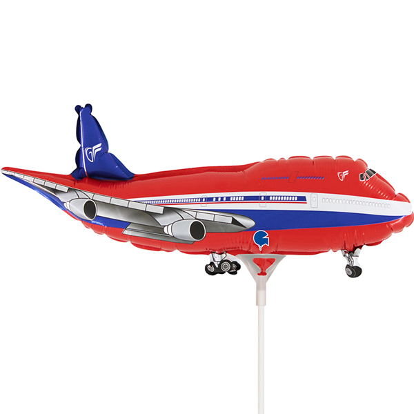 (image for) 14" Red Airplane Air Fill Foil Balloons
