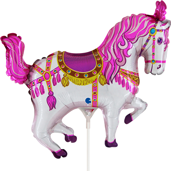 14" Pink Circus Horse Air Fill Mini Shape