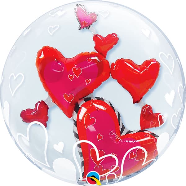 (image for) 24" Double Bubble Floating Hearts Deco Bubbles