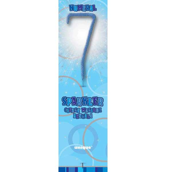 7" Blue Glitz Number 7 Sparkler