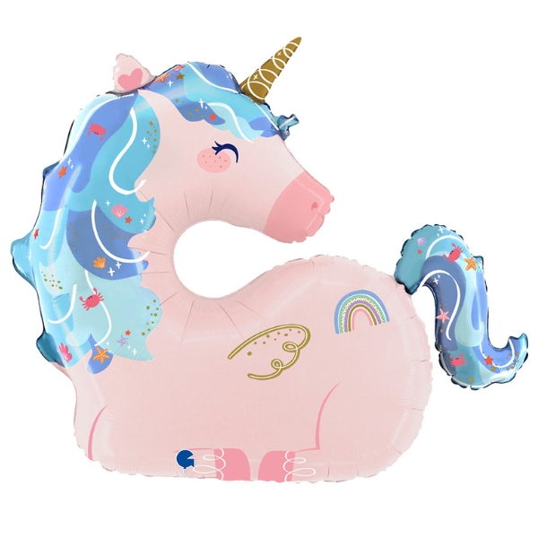 40" Maritime Pastel Unicorn Foil Balloon