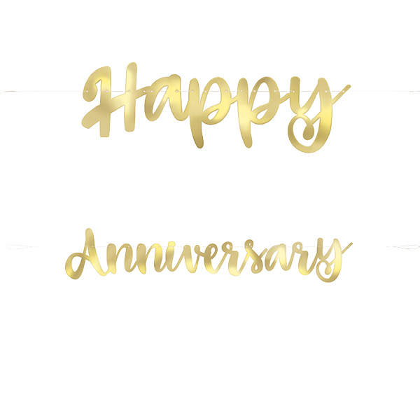 (image for) Gold Happy Anniversary Script Banner