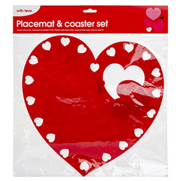 (image for) Heart Shaped Felt Placemat & Coater Set