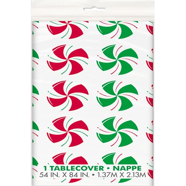 Christmas Peppermint Plastic Tablecover 1pk