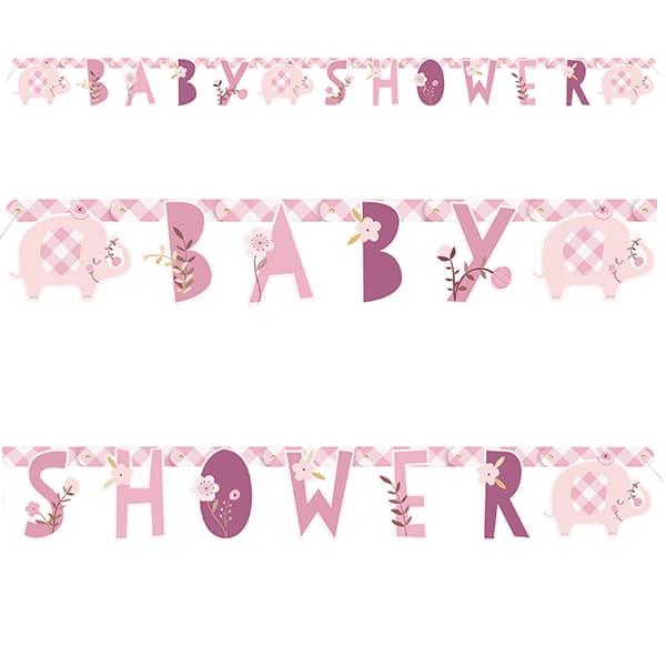 Pink Floral Elephant Jointed Banner