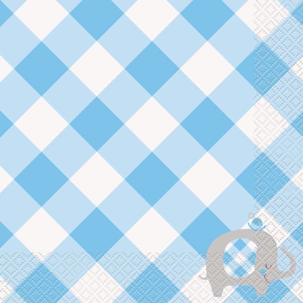 Blue Floral Elephant Lunch Napkins 16pk