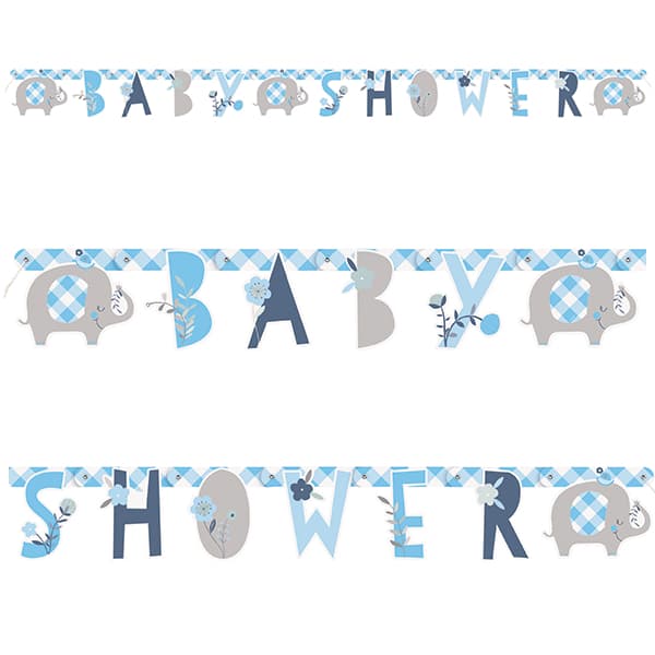 Blue Floral Elephant Jointed Banner