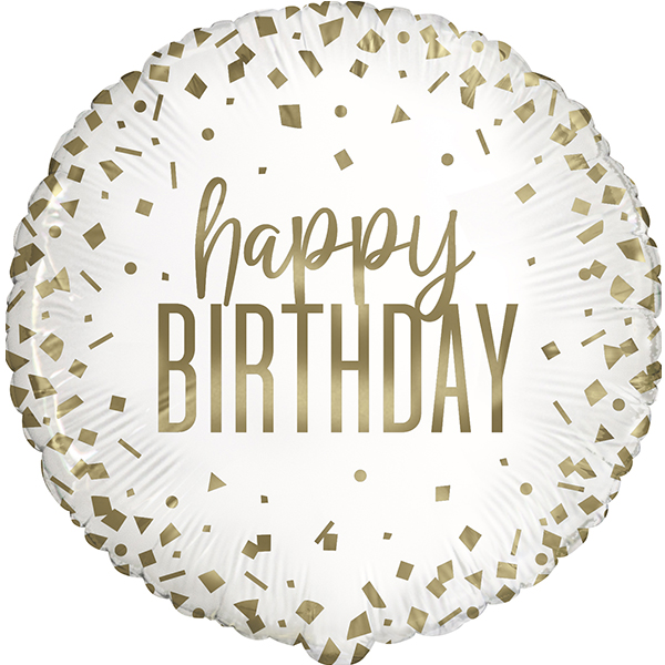 18" Confetti Gold Happy Birthday Foil Balloons
