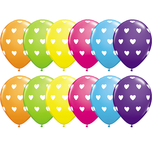 (image for) 11" Big Hearts Tropical Assorted Latex Balloons 50pk