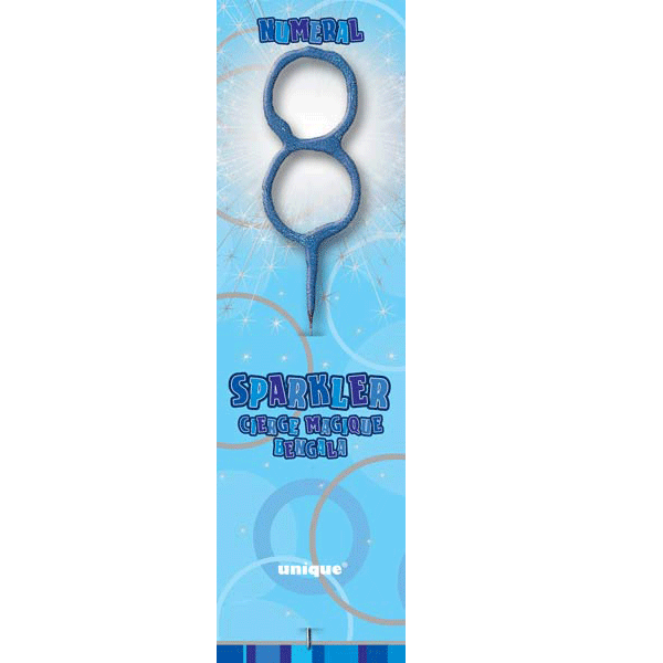 7" Blue Glitz Number 8 Sparkler